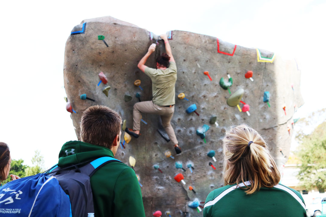 In order to make recommendations for safer, better or even more challenging routes, the climbing park is always staffed by avid climbers standing by to help or cheer you on. / Oct. 16, 2019 / The Poly Escapes outdoor climbing park